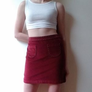 Mossimo Supply Co. Studded Red Velvet Mini Skirt